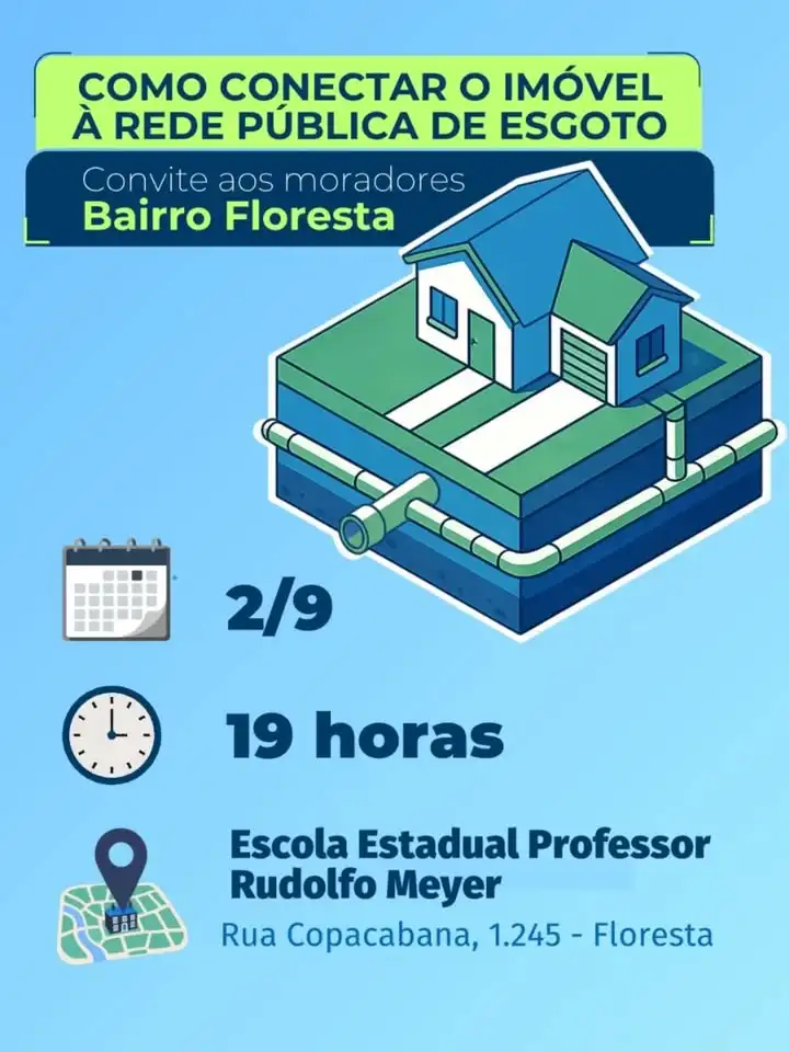 Bairro Floresta 👉 No dia 2/9, a Águas de Joinville vai realizar uma reunião comunitária explicativa sobre como conectar ...